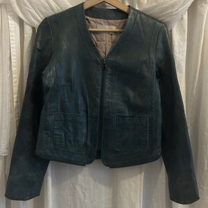 Zadig & Voltaire Deluxe Blue Leather Jacket Size S